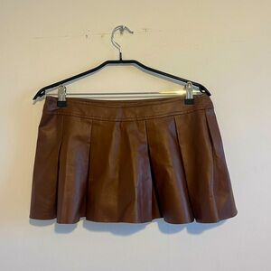 Coffee brown pleather mini skirt